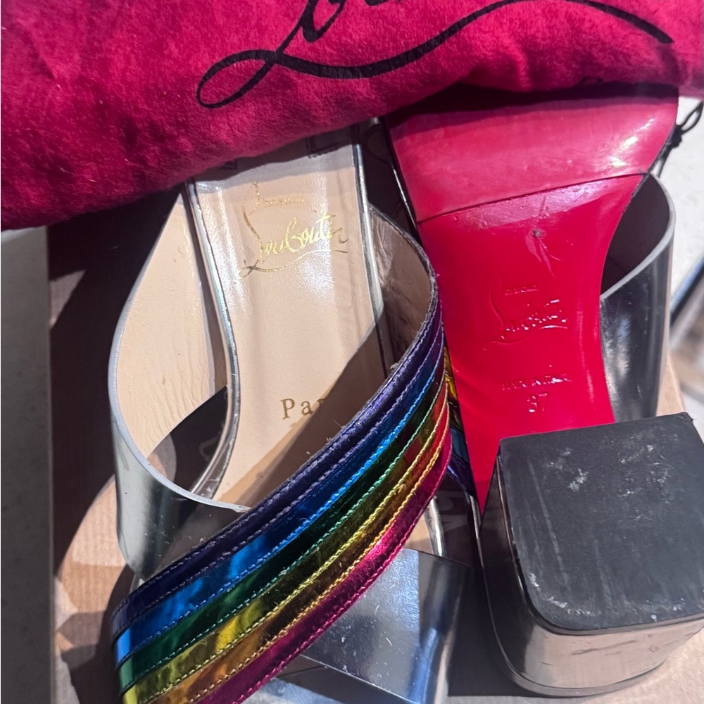 Christian Louboutin Multicolor Strappy Heels - Picture 6 of 6